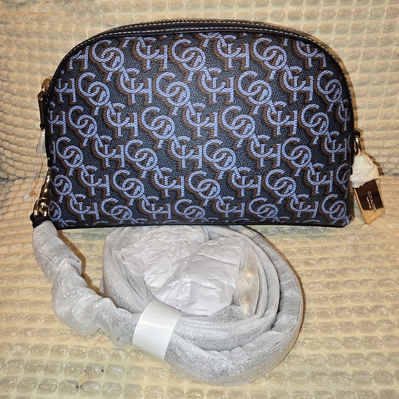 COACH CF343 Blue Madi Dome Monogram Crossbody Purse NWOT